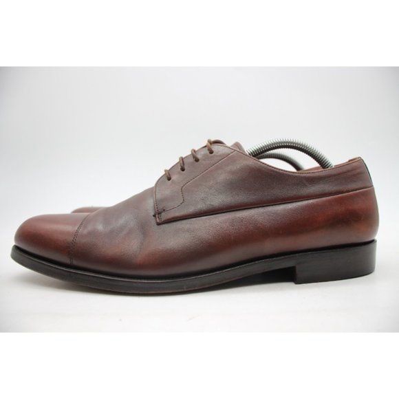 Prada Shoes Men's UK Size 8.5 2E Brown Leather Derby Cap Toe Lace-Up - Picture 6 of 12